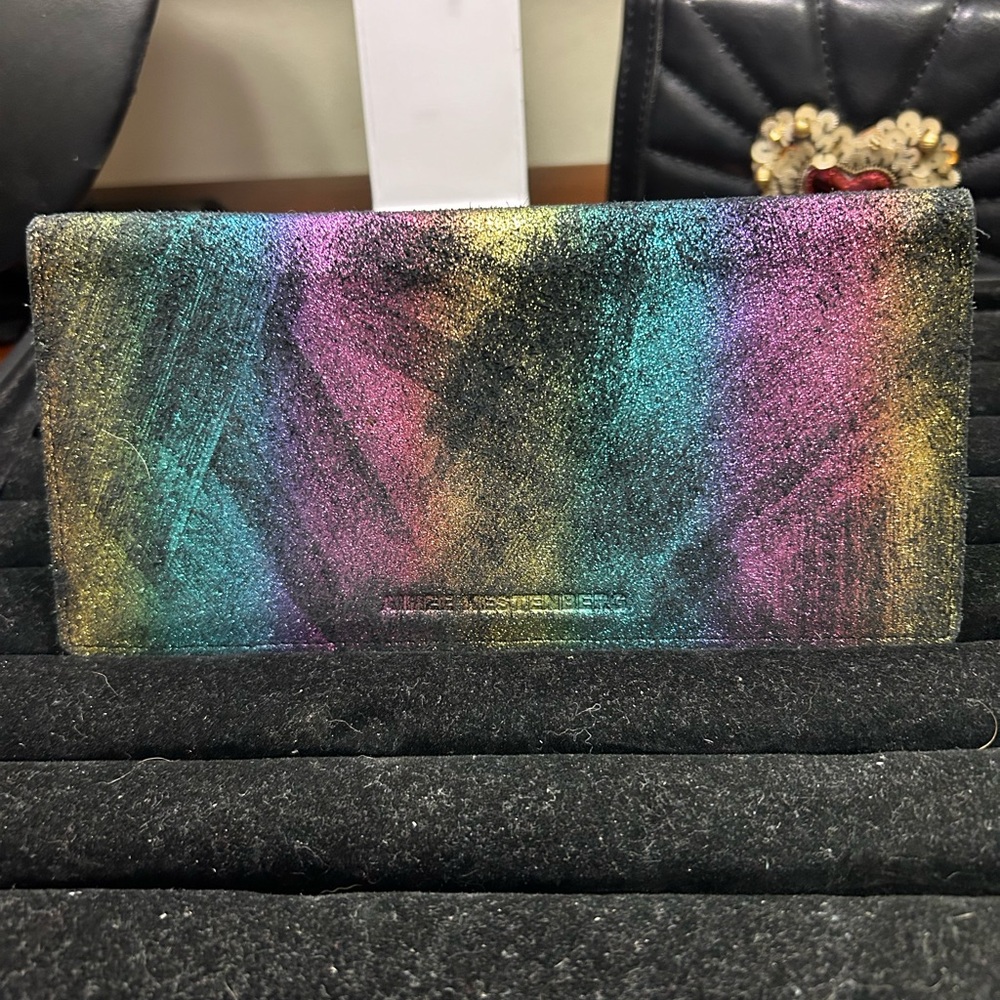 Aimee Kestenberg designer wallet metallic rainbow genuine leather